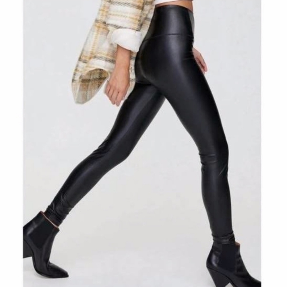 Wilfred Free Faux Leather Long Black Leggings Women's Size Small